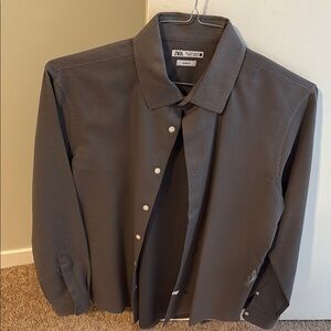 Zara Charcoal Button-Up Shirt
